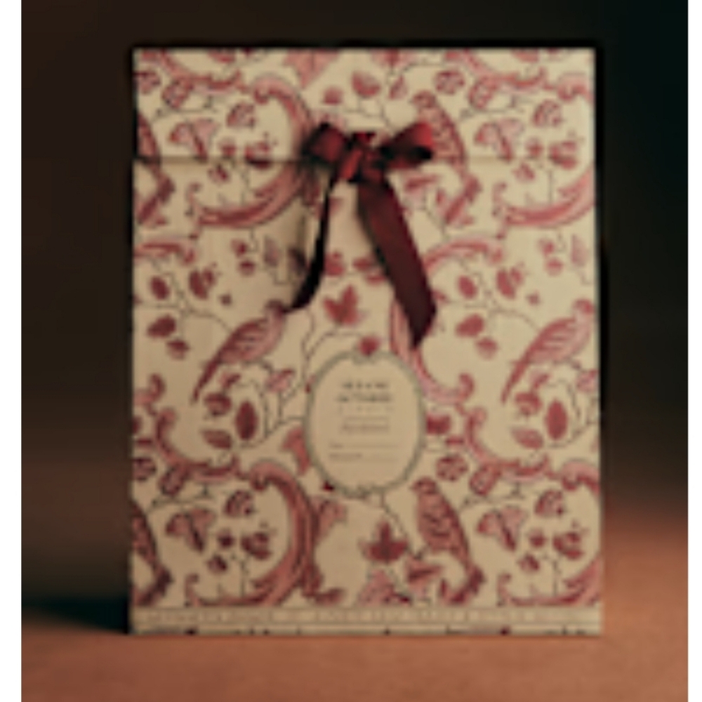 Sezane x Antoinette Poisson Paper Red Ivory Paisley Stand Up Gift Bag Pouch